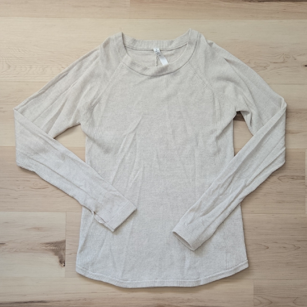 Lululemon Sit In Lotus Wool Sweater, Heathered Light Ivory, Size 10